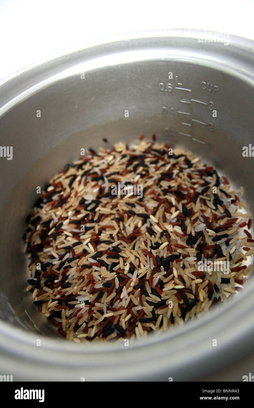 Brown Rice in an Iron Pot Stock Photo - Alamy