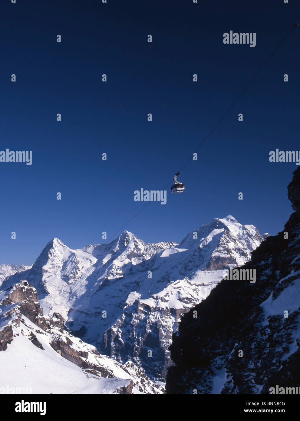 Mürren BE Jungfrau monk Mönch Eiger Schilthornbahn mountain mountains ...