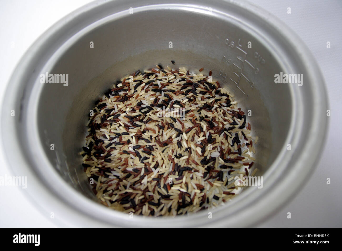 Brown Rice in an Iron Pot Stock Photo - Alamy