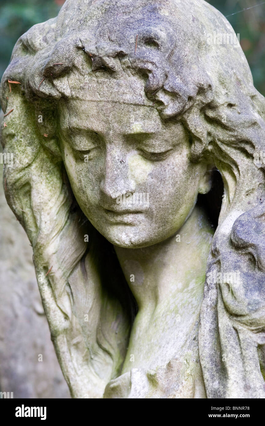 Cemetery angel statue stone figure stone angel death deadly peace hope life thoughtfully melancholy melancholy Stock Photo