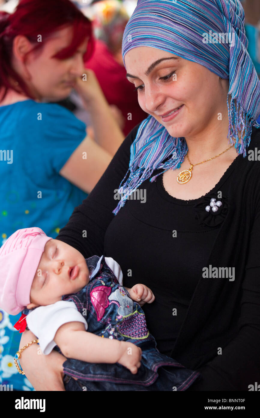 Mother and baby in Trabzon, Turkey Stock Photo