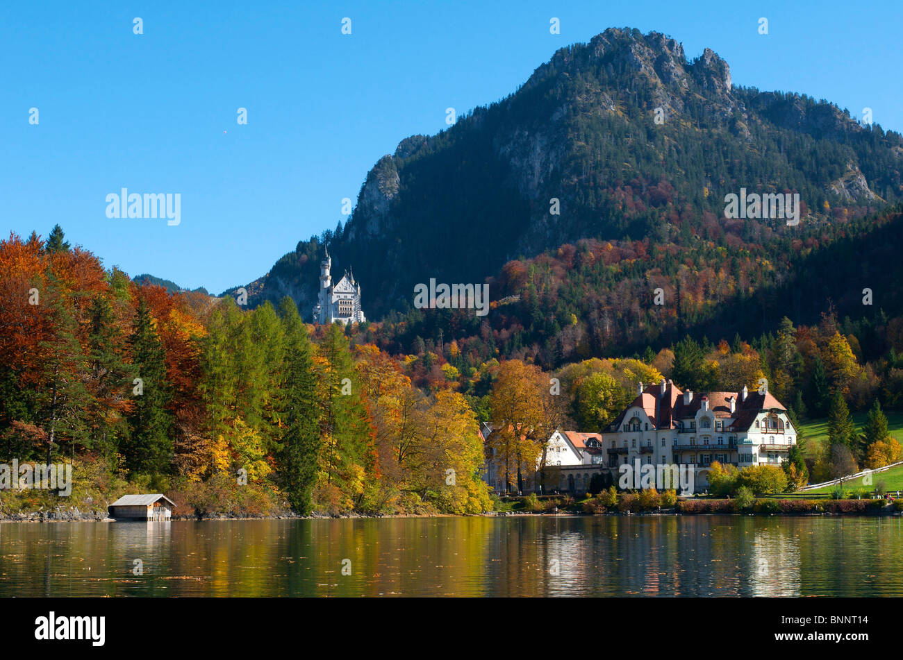 Allgaeu Allgäu Germany castle Neuschwanstein Alp alpine lake Füssen lake  sea Bavaria castle autumn Stock Photo - Alamy