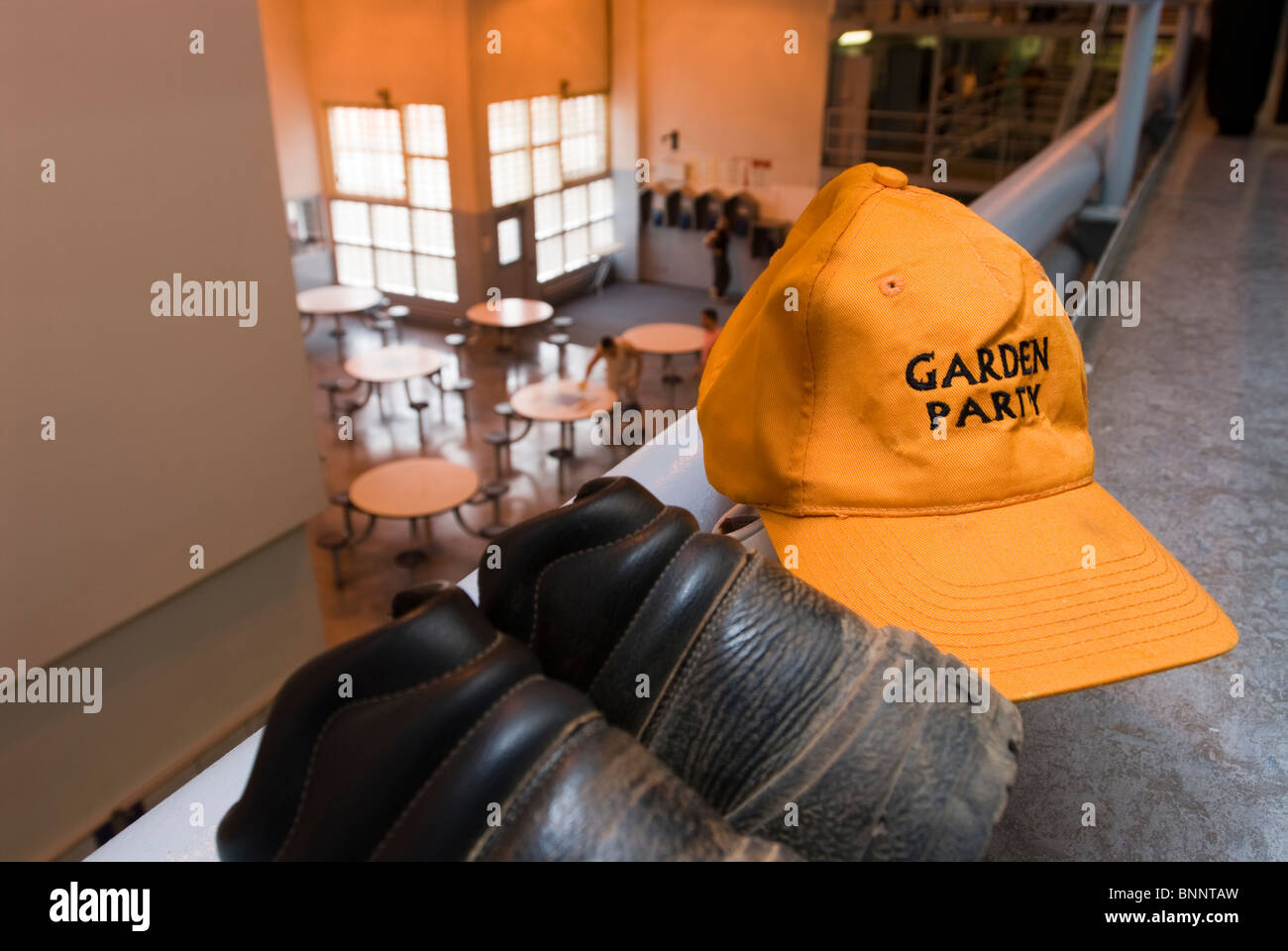 Prison inmates Garden Party cap and boots. Stock Photo