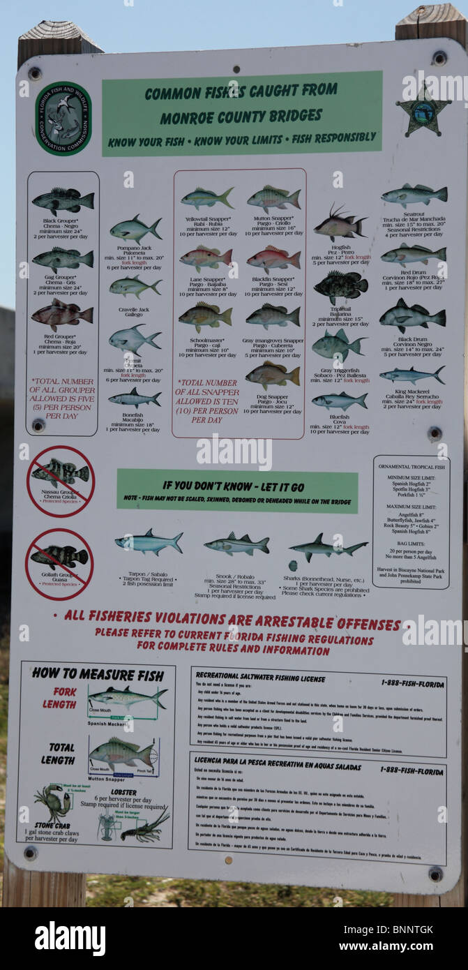 Fishing restrictions on The Keys Florida Stock Photo