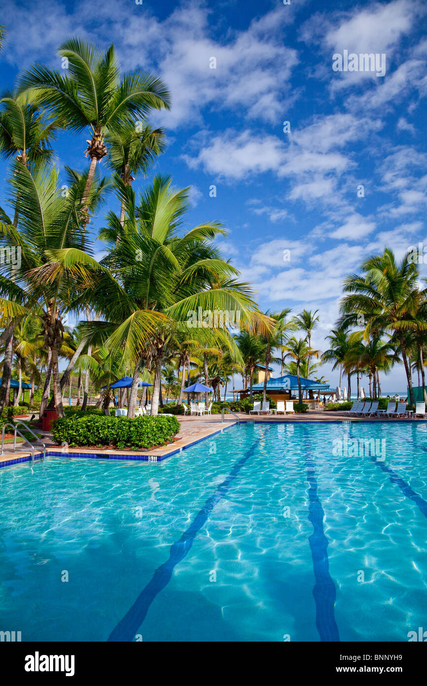 The swimming pool area of the Hyatt Dorado resort near San Juan, Puerto