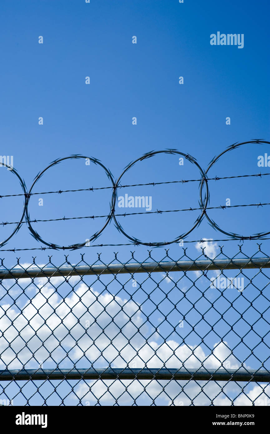 Razor Wire and Chain Link Fence Stock Photo Alamy