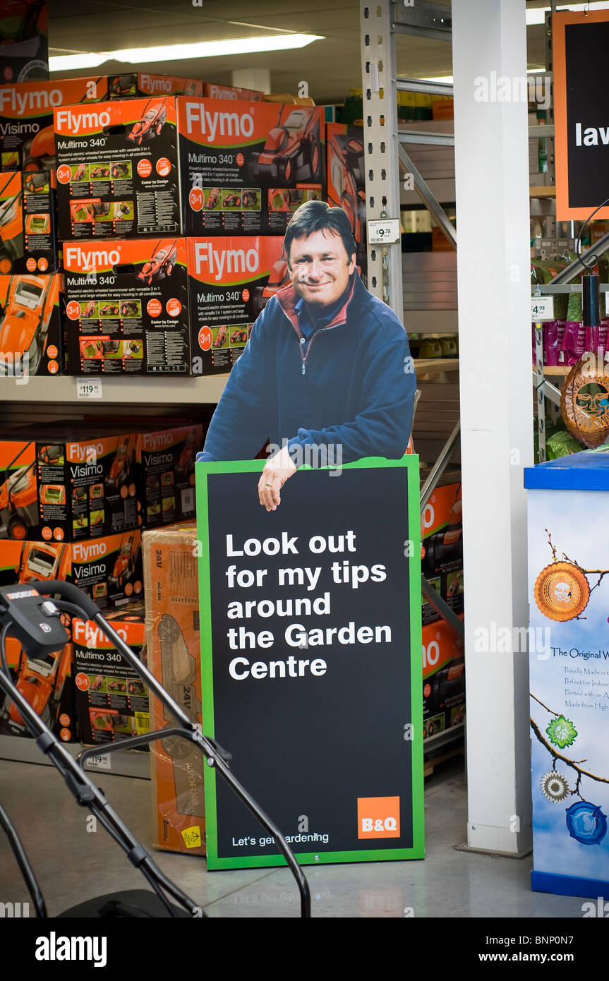 Alan Titmarch in B and Q,Garden Centre,Flymo Stock Photo