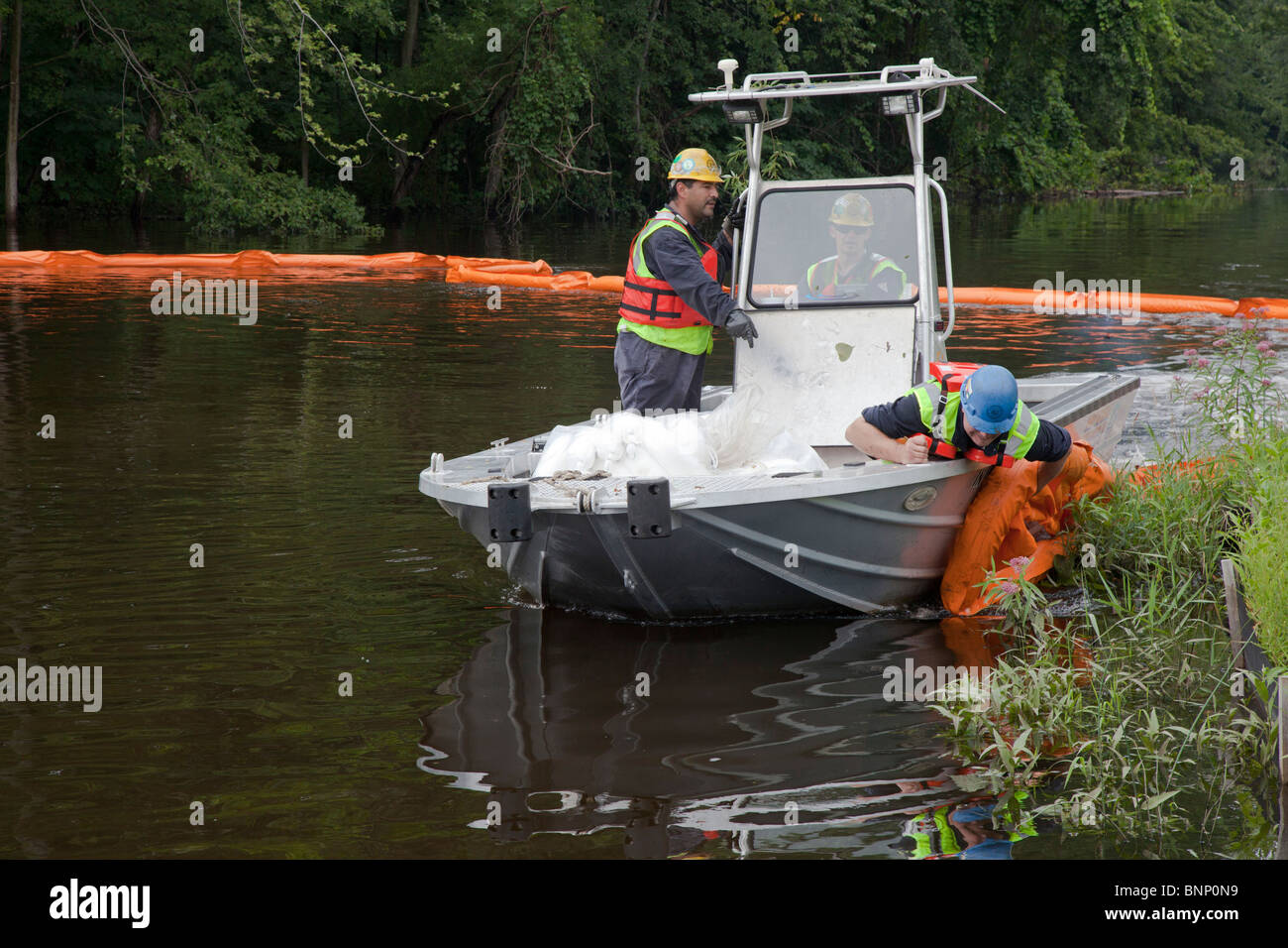 Oil Spill Cleanup Stock Photo