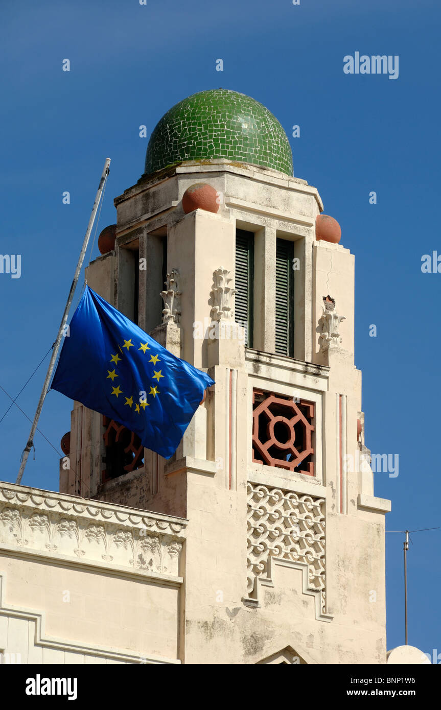 Art Deco Dome or Cupola & Tower of Melilla Town or City Hall (1933-1948) by Enrique Nieto, Melilla Spain Stock Photo
