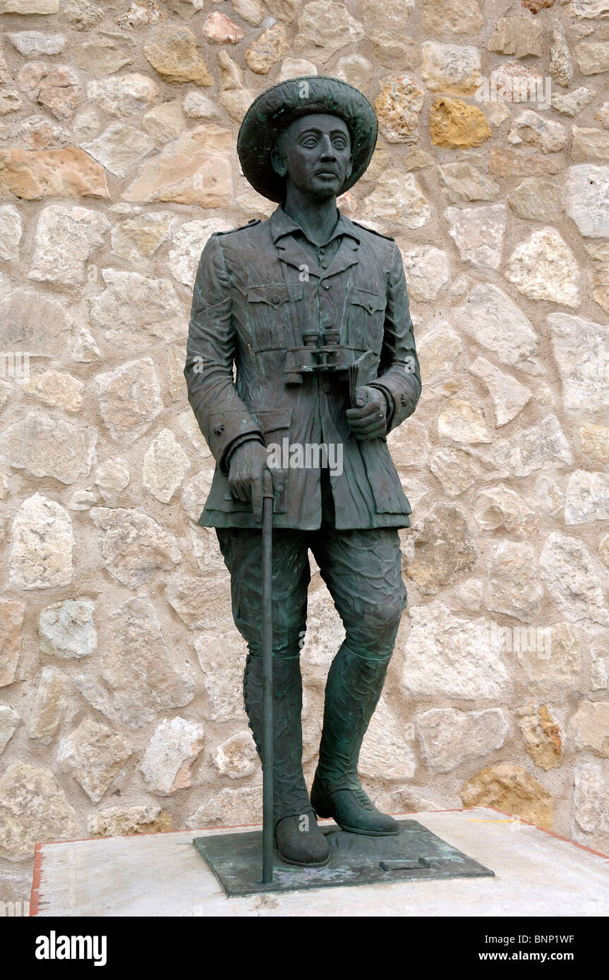 Bronze Sculpture or Full-length Statue of Fascist Leader General Franco as Soldier in Military Uniform, Melilla, Spain Stock Photo