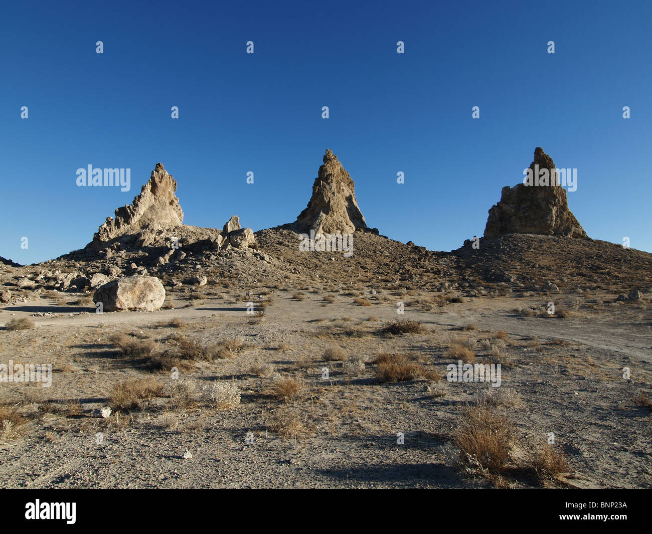 Trona Pinnacles in California's Mojave Desert. Stock Photo