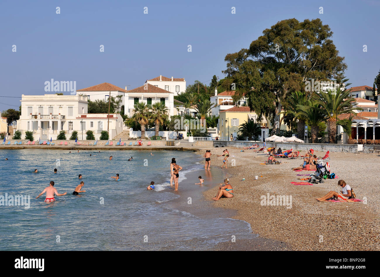 Agios Mamas beach, Spetses town, Spetses island, Greece Stock Photo Alamy