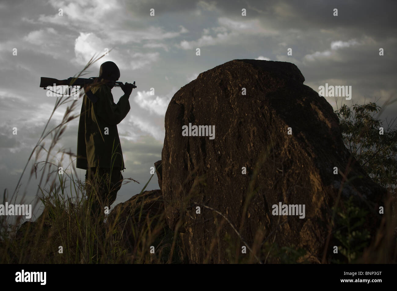 Armed soldier in northern Uganda. Stock Photo