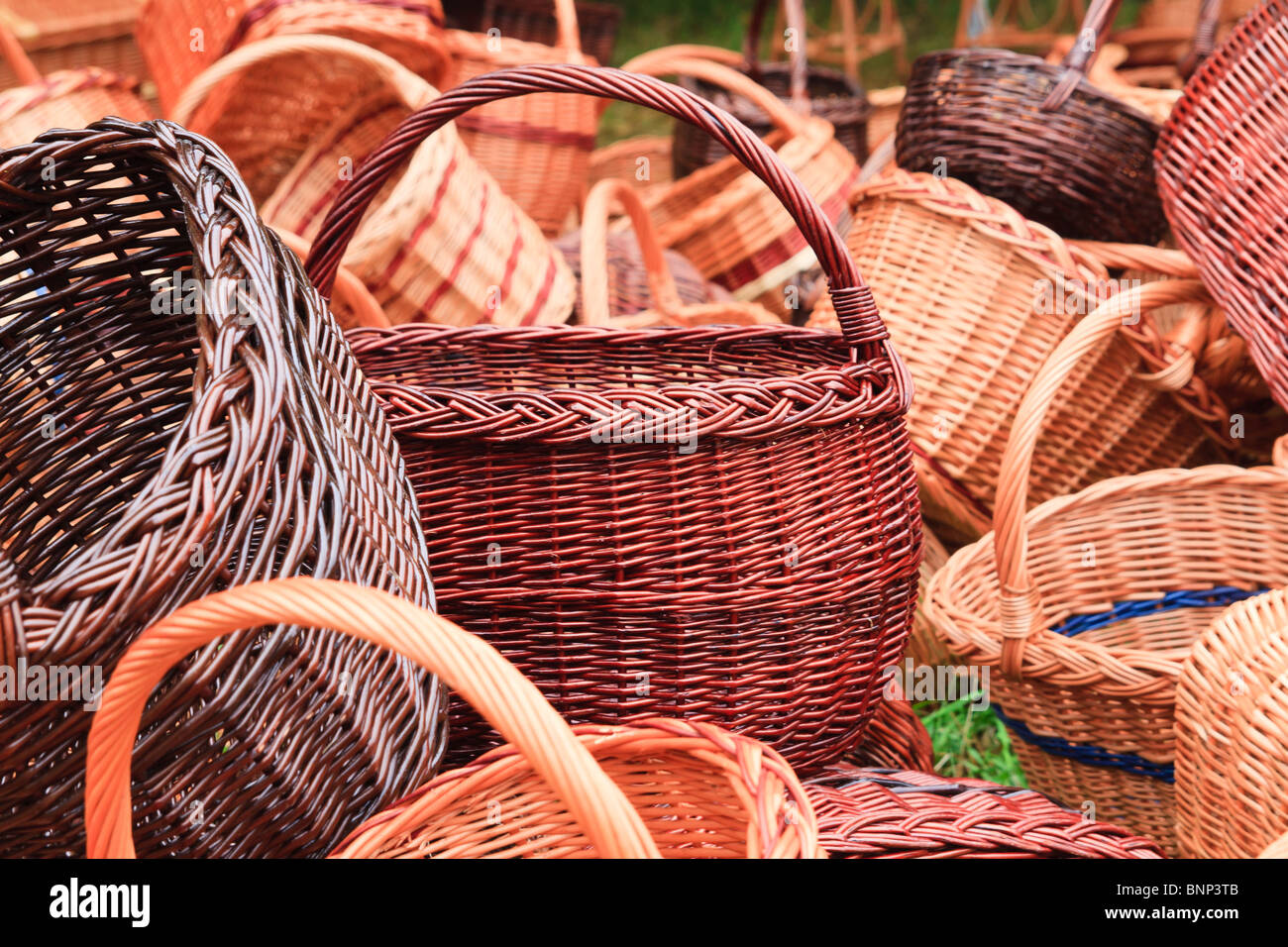 Handmade wicker baskets Stock Photo