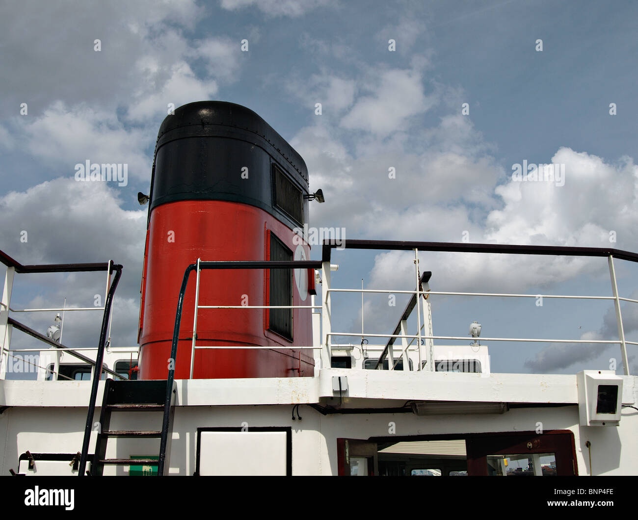 Red and Black Funnel, Mersey Ferry Stock Photo