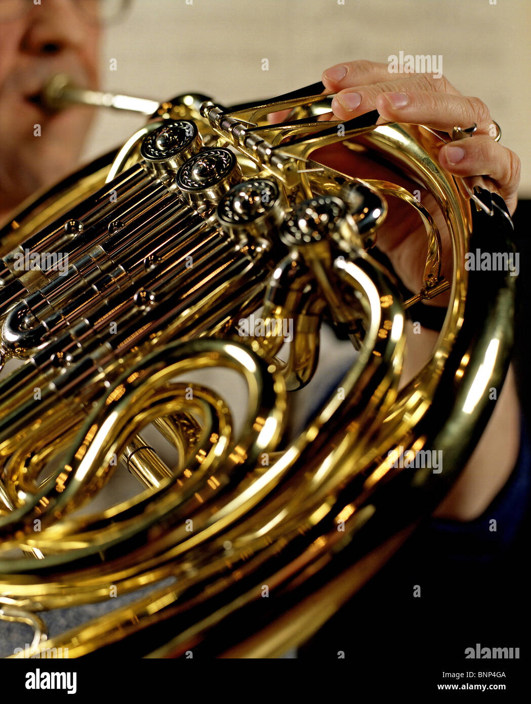 Horn, a brass instrument Stock Photo Alamy