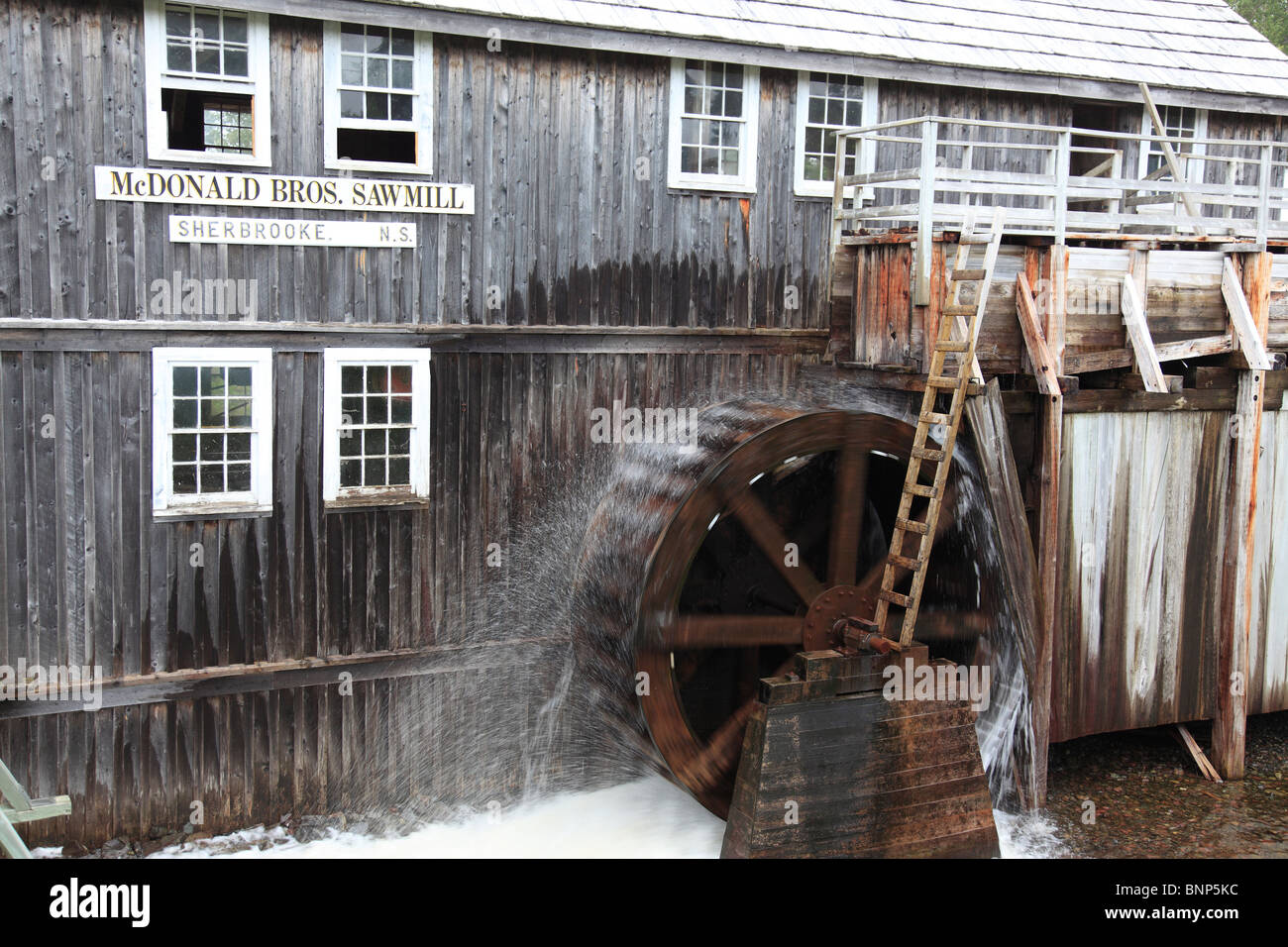 working water wheel, historic McDonald Brother's Sawmill at Sherbrooke