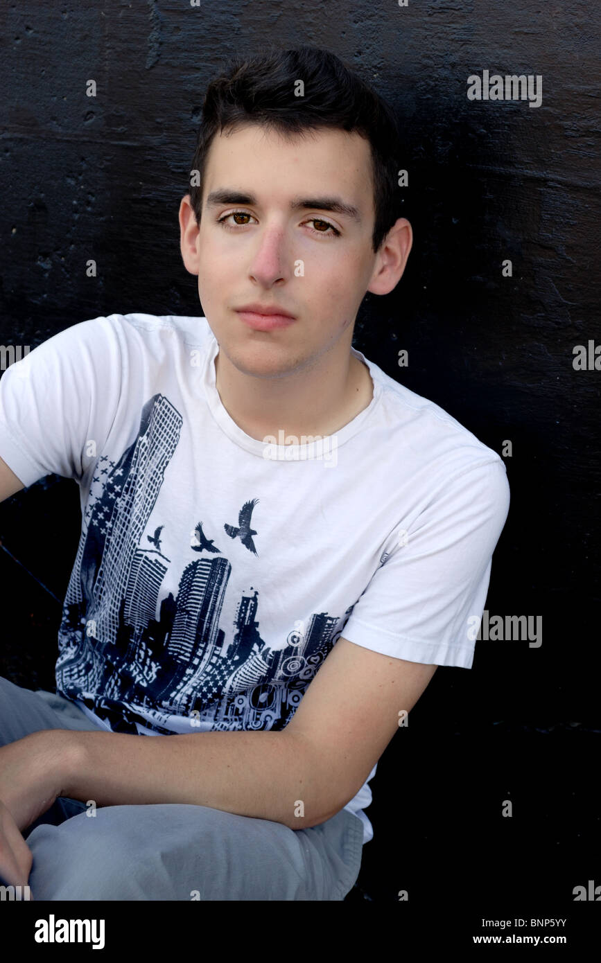 Posed portrait of a young man with dark hair Stock Photo - Alamy