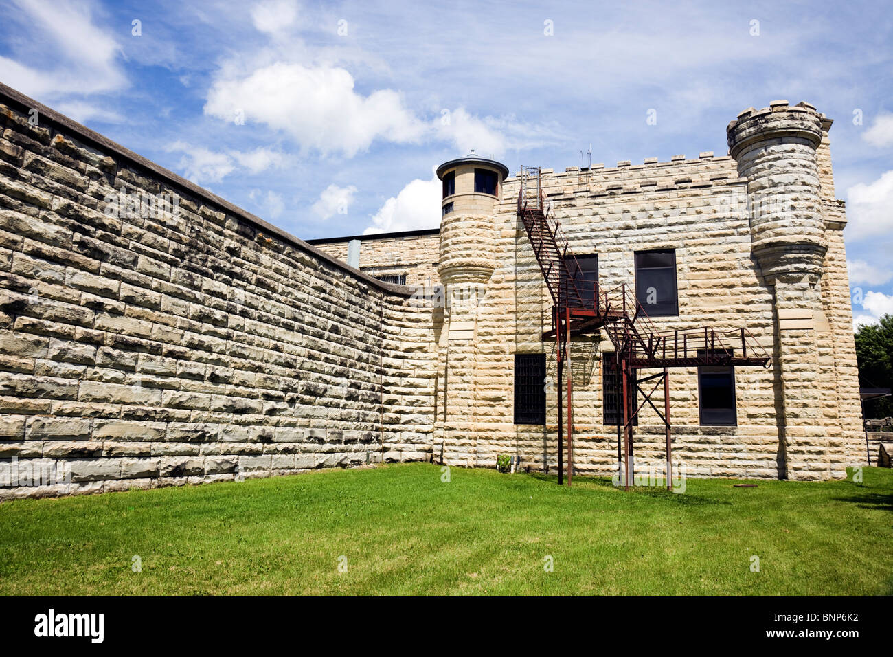 Walls of historic Jail in Joliet, Illinois Stock Photo