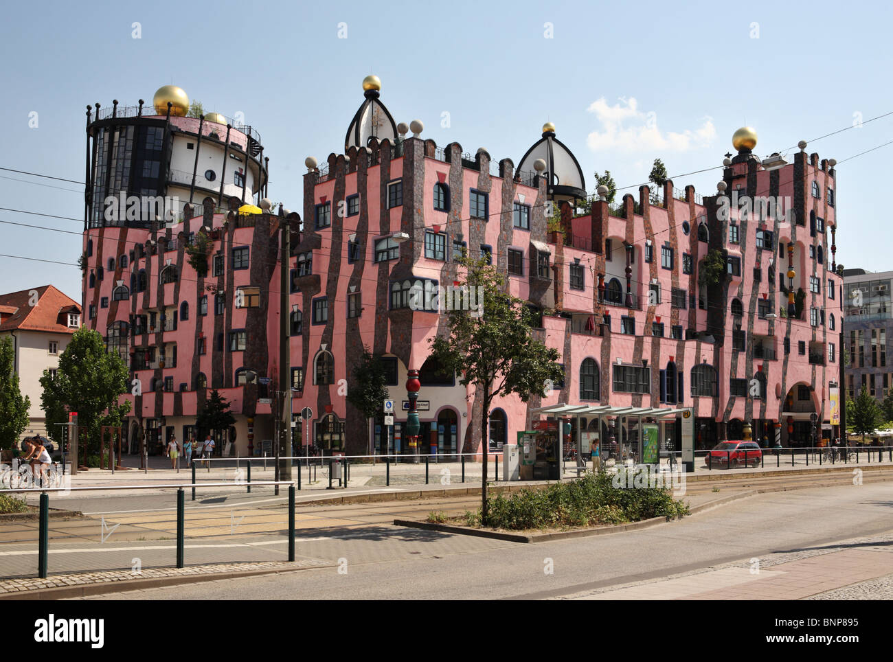 The Green Citadel of Magdeburg designed by Friedensreich Hundertwasser Stock Photo