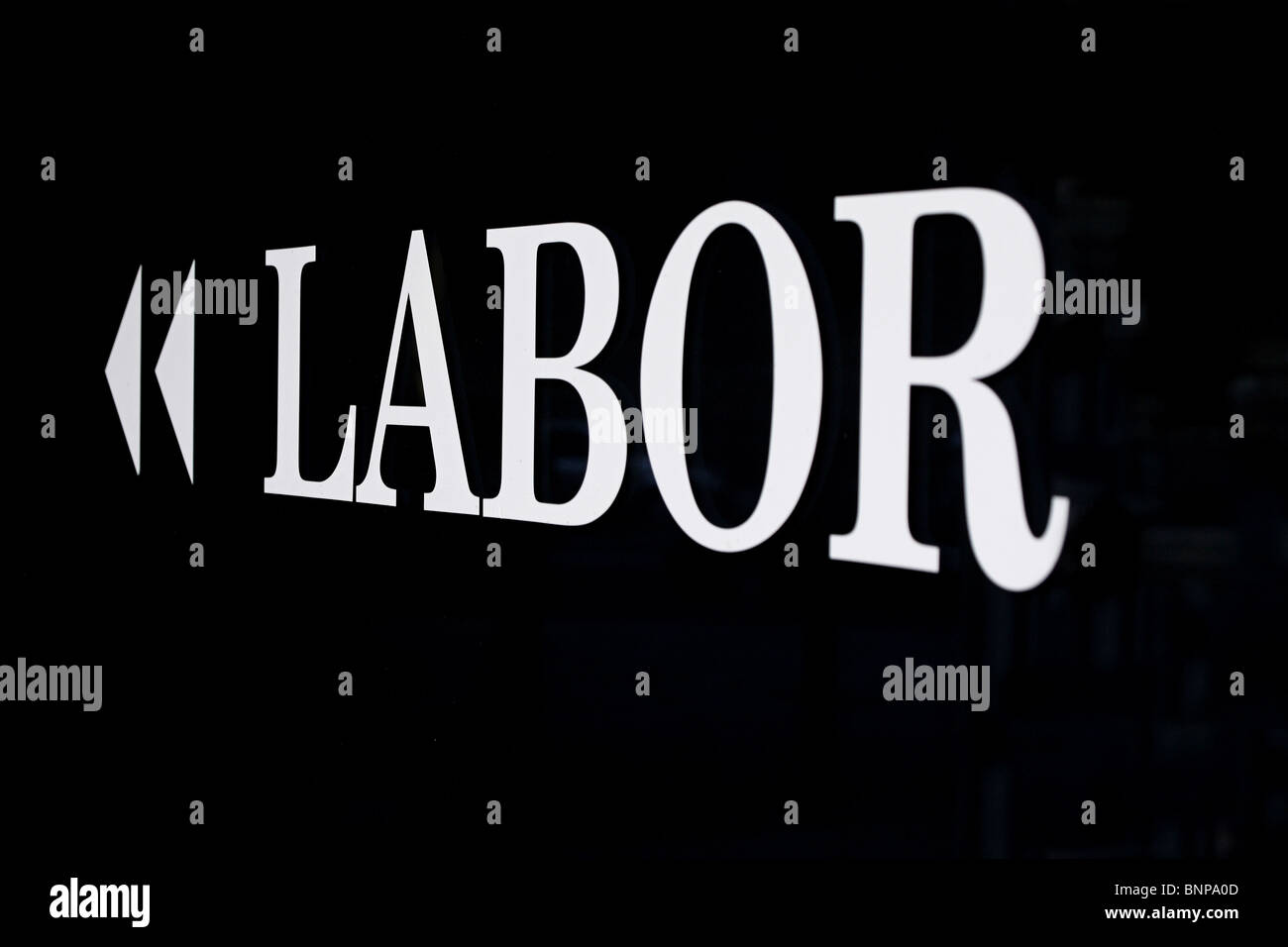 German Black and White Labor Sign Stock Photo