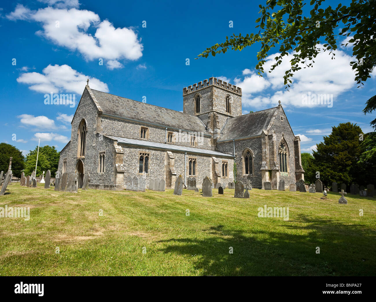St Marys Church in Great Bedwyn Wiltshire UK. Below the church are remains of a Saxon church of 905AD Stock Photo