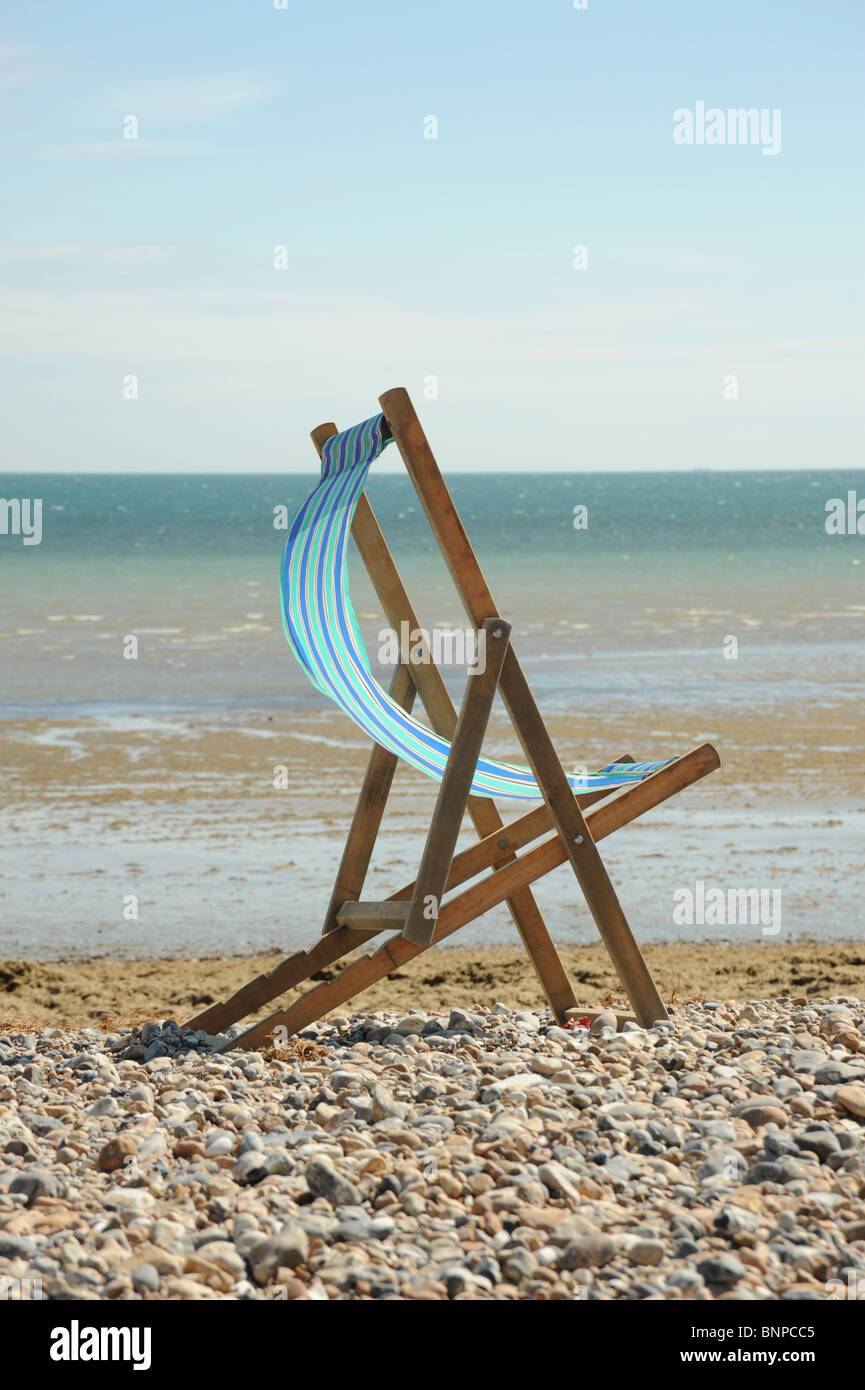 Deck Chair on beach Stock Photo