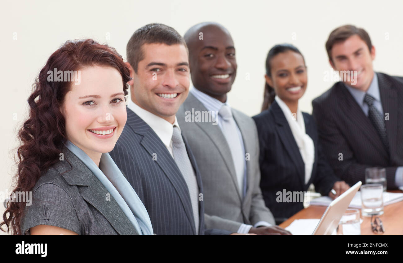 Business people sitting in a meeting Stock Photo - Alamy