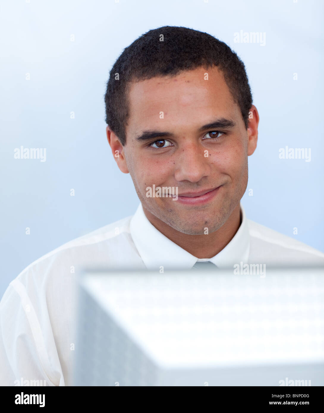 Businessman using a computer Stock Photo - Alamy