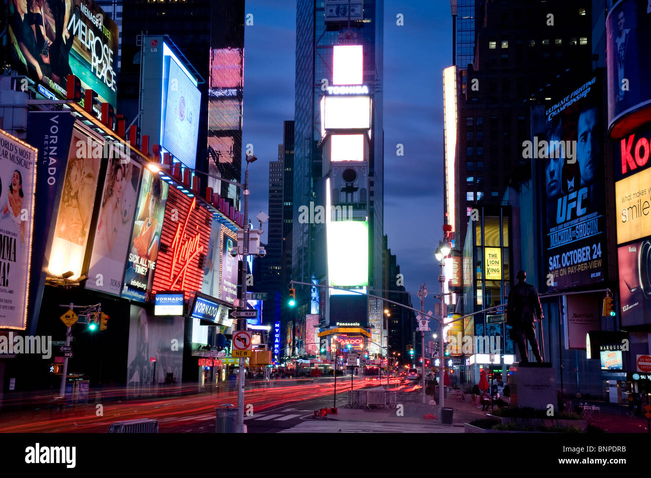 Times Square at night, Theatre District, Manhattan, New York, USA Stock