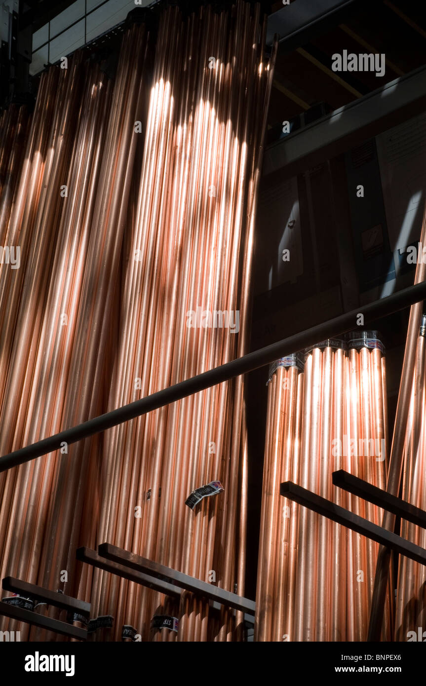 Copper pipes Stock Photo