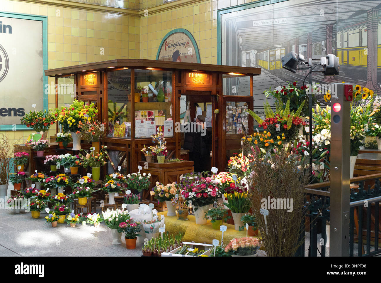 A flower shop in the subway station Wittenberg Platz, Berlin, Germany Stock Photo