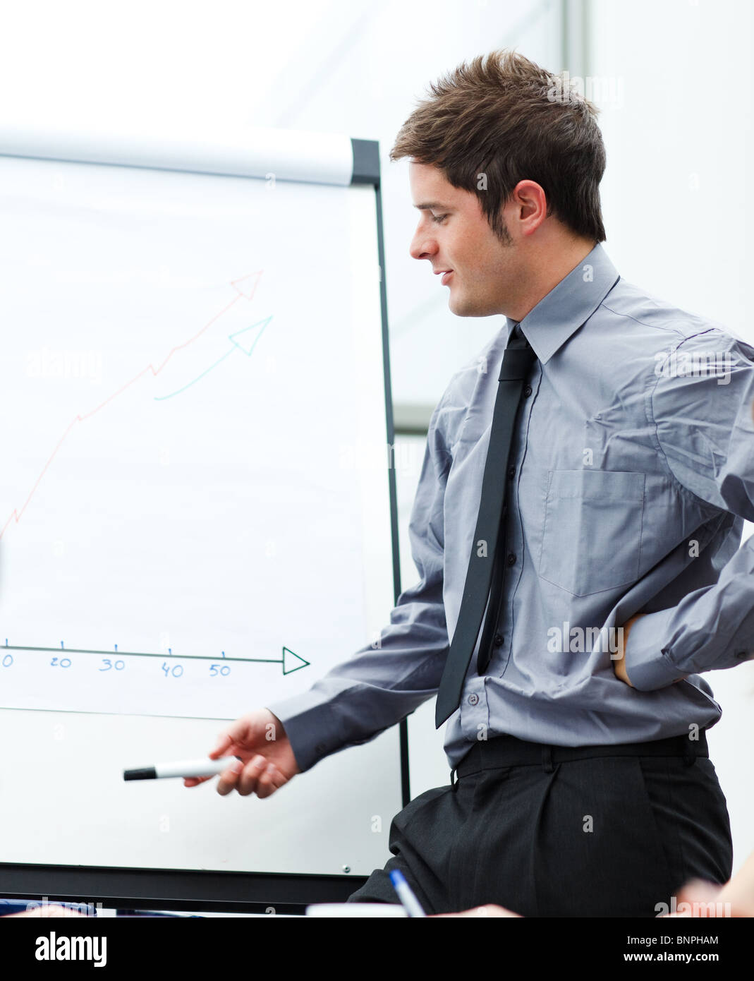 Young businessman giving a presentation Stock Photo - Alamy