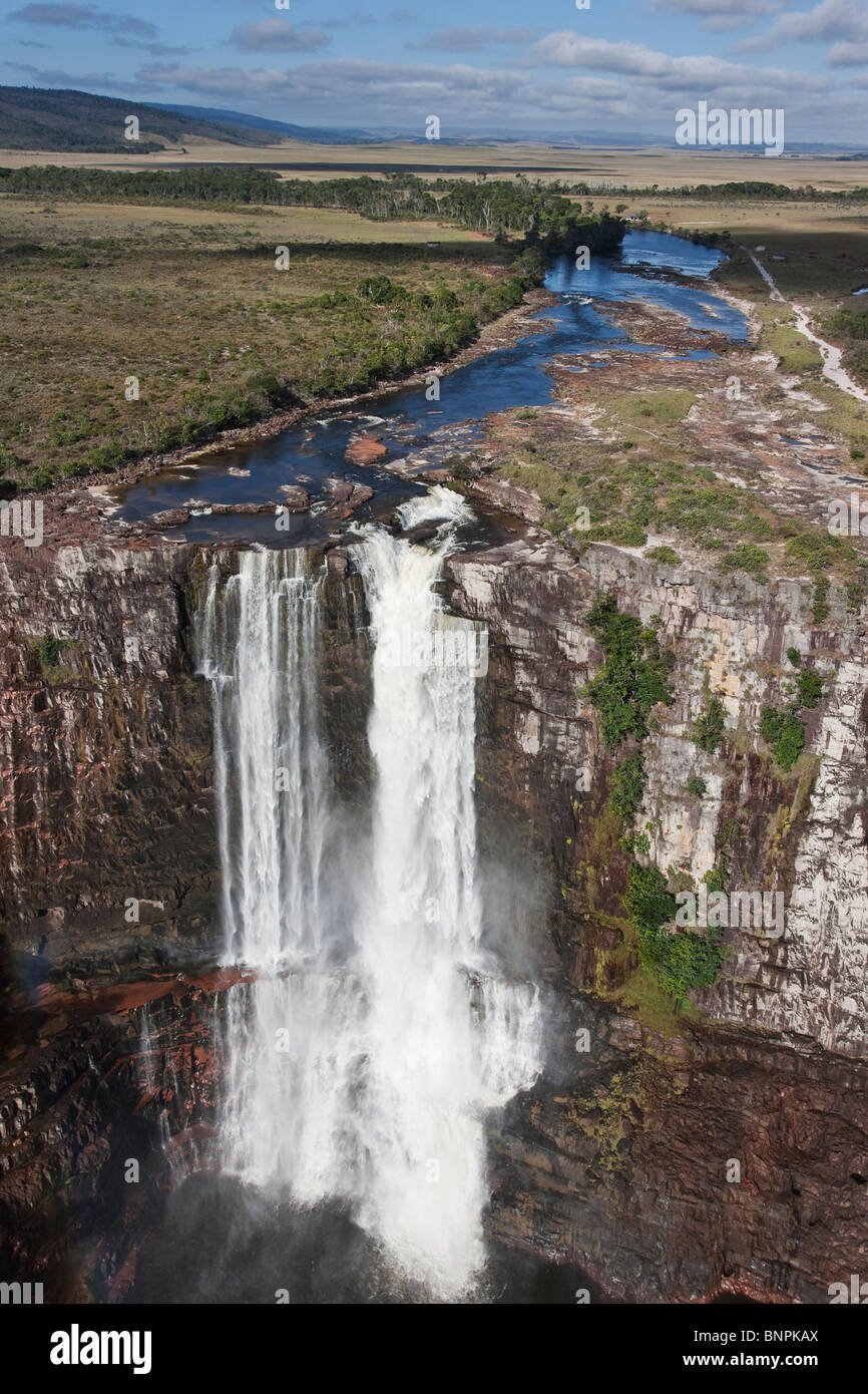 Aponwao waterfall and river Canaima National Park Venezuela Stock Photo