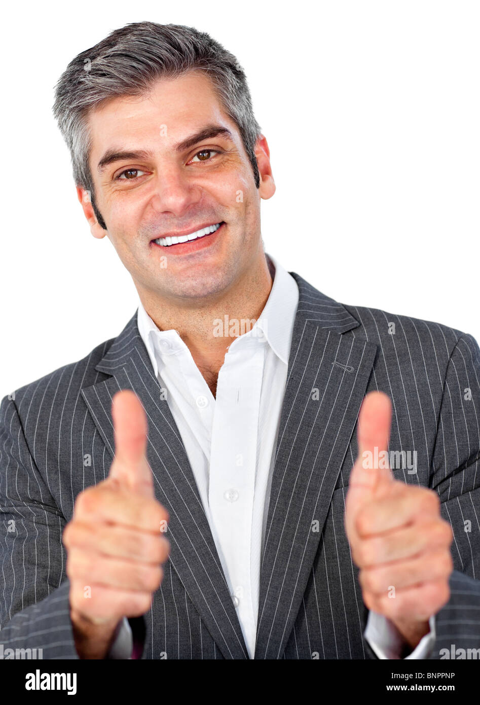Happy businessman with thumbs up Stock Photo - Alamy