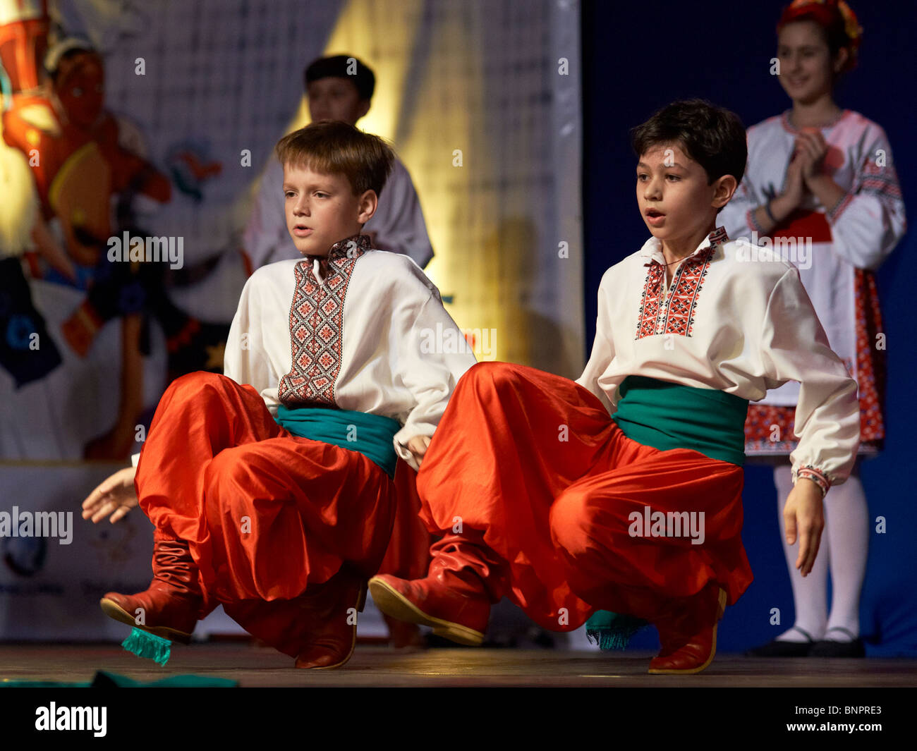 Children dancing ucranian folk-dance Stock Photo