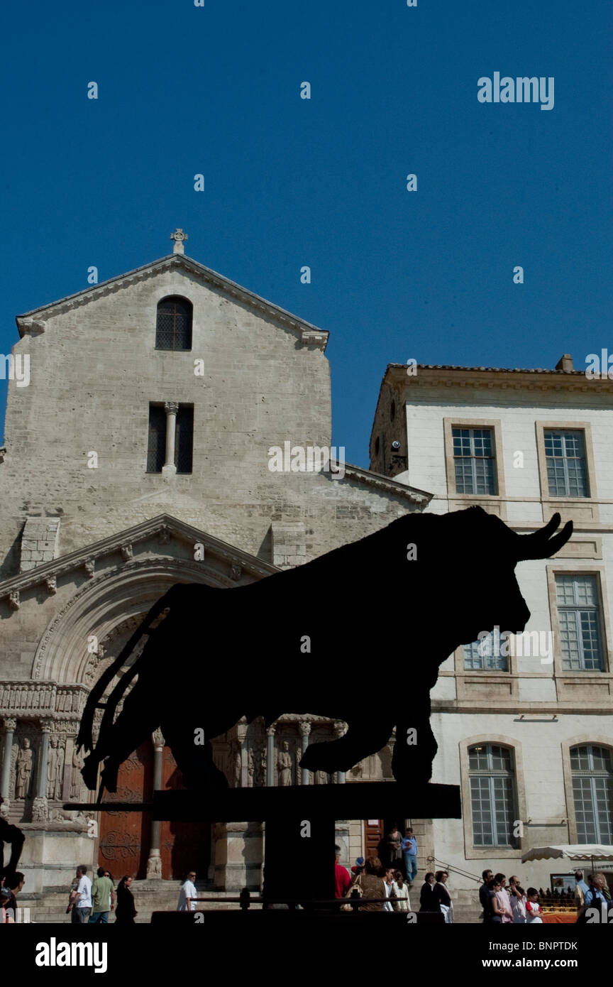 Arles, France, BullFight Festival, Art on Street, French Provence Stock Photo