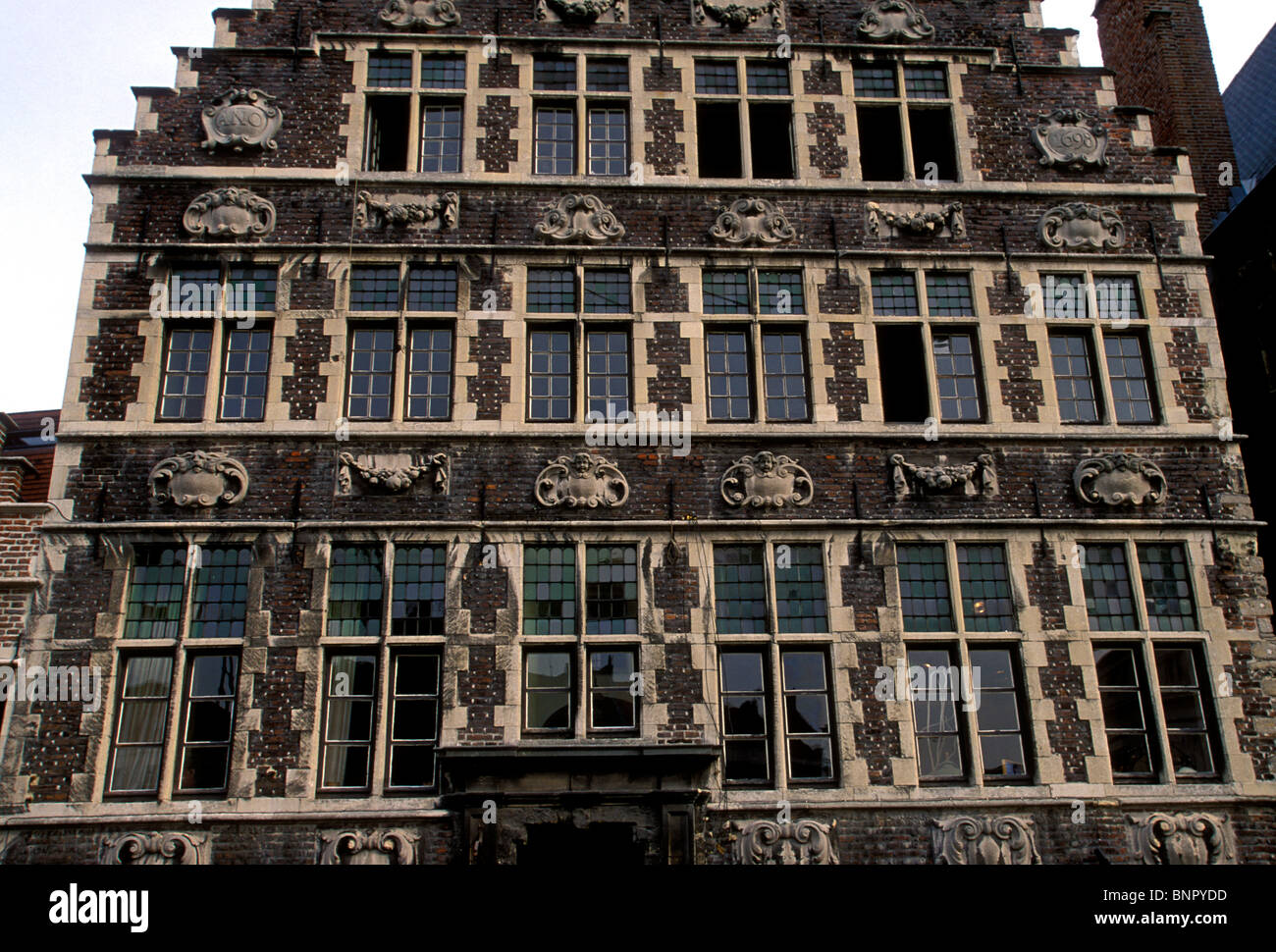 architecture, brick building, brickwork, 17th century building, city of Ghent, Ghent, East Flanders, East Flanders Province, Belgium, Europe Stock Photo