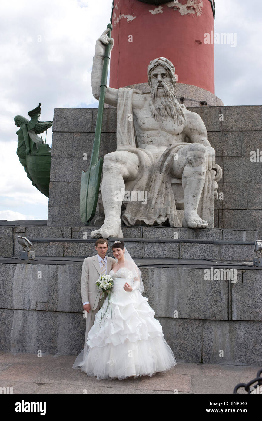 A bridal couple at the Peter and Paul Fortress, Saint Petersburg, Russia Stock Photo