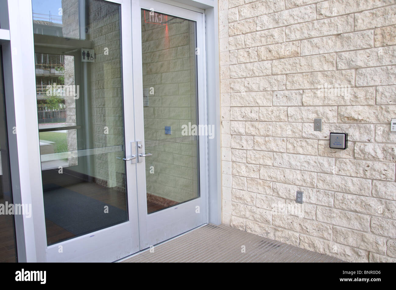Disabled access to building automatic doors Stock Photo Alamy
