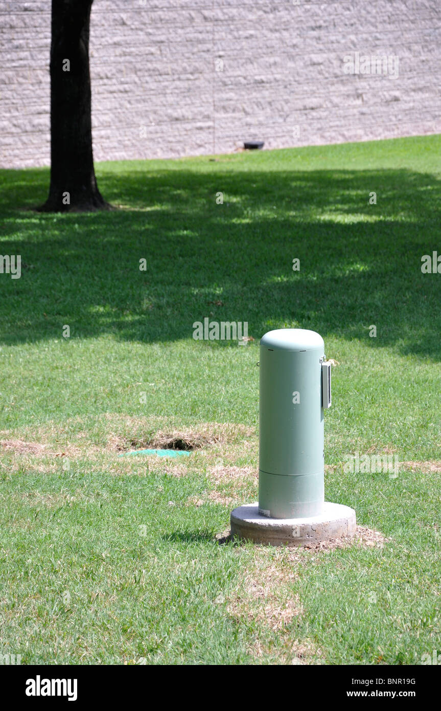 Cable utility box in house front yard Stock Photo Alamy