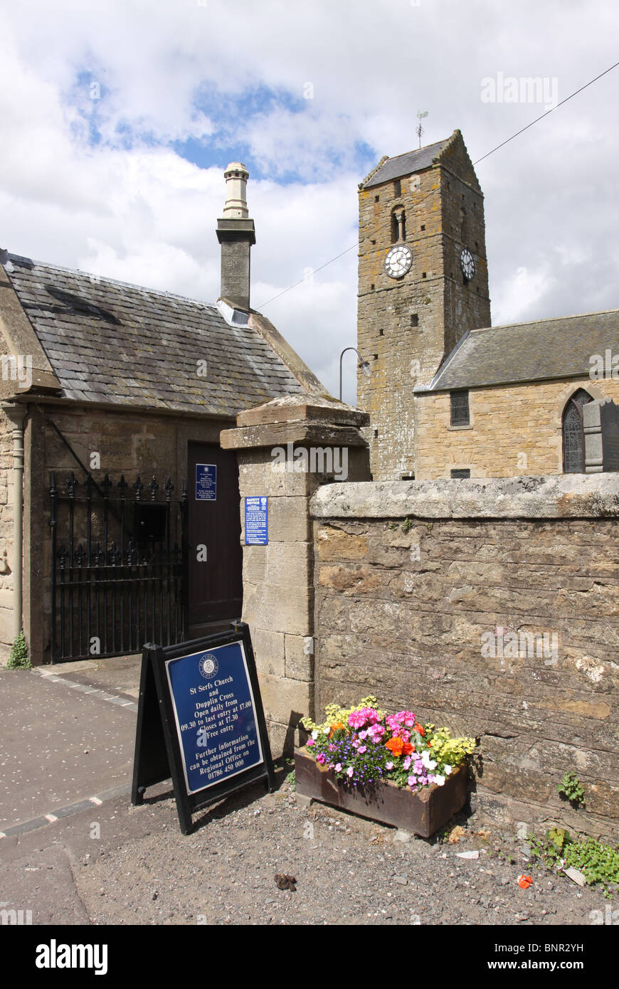 entrance to St Serf's Church Dunning Scotland  July 2010 Stock Photo