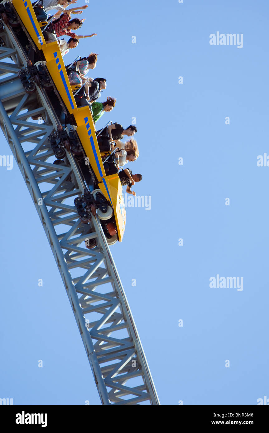 The Thunder Dolphin Roller coaster in Korakuen Amusement Park, Tokyo, Japan. Stock Photo