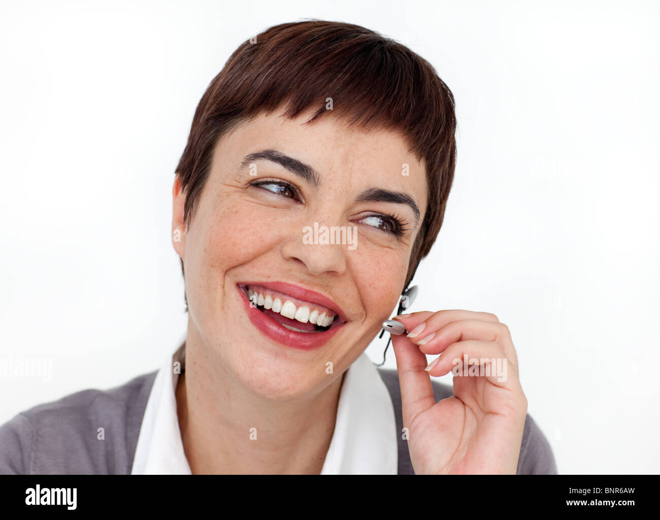 Assertive Customer Service Representative Using Headset Stock Photo Alamy
