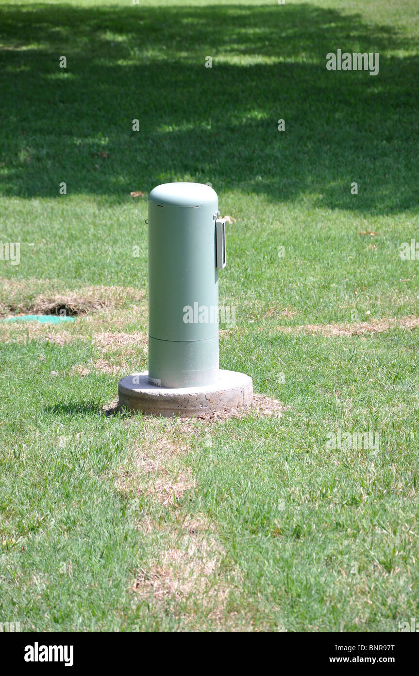 Cable utility box in house front yard Stock Photo - Alamy