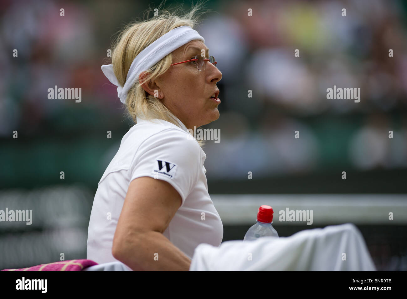 June 29 2010: Martina Navratilova USA / Jana Novotna CZE v Conchita Martinez ESP / Nathalie Tauziat FRA. Wimbledon international tennis tournament held at the All England Lawn Tennis Club, London, England. Stock Photo