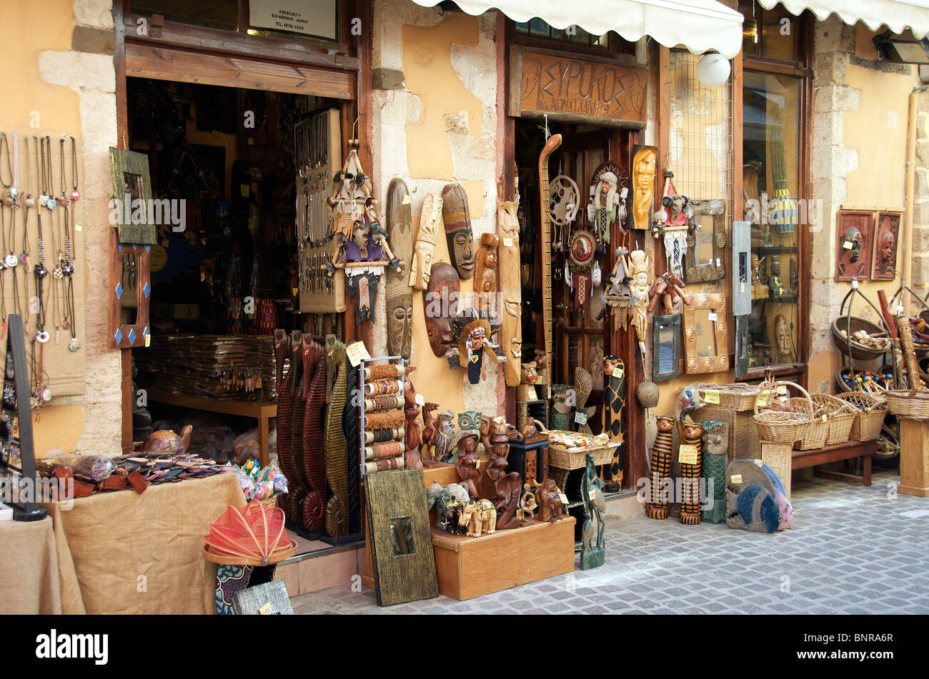 African shop Kondylaki Street Old Chania Northwest Crete Greece Stock Photo