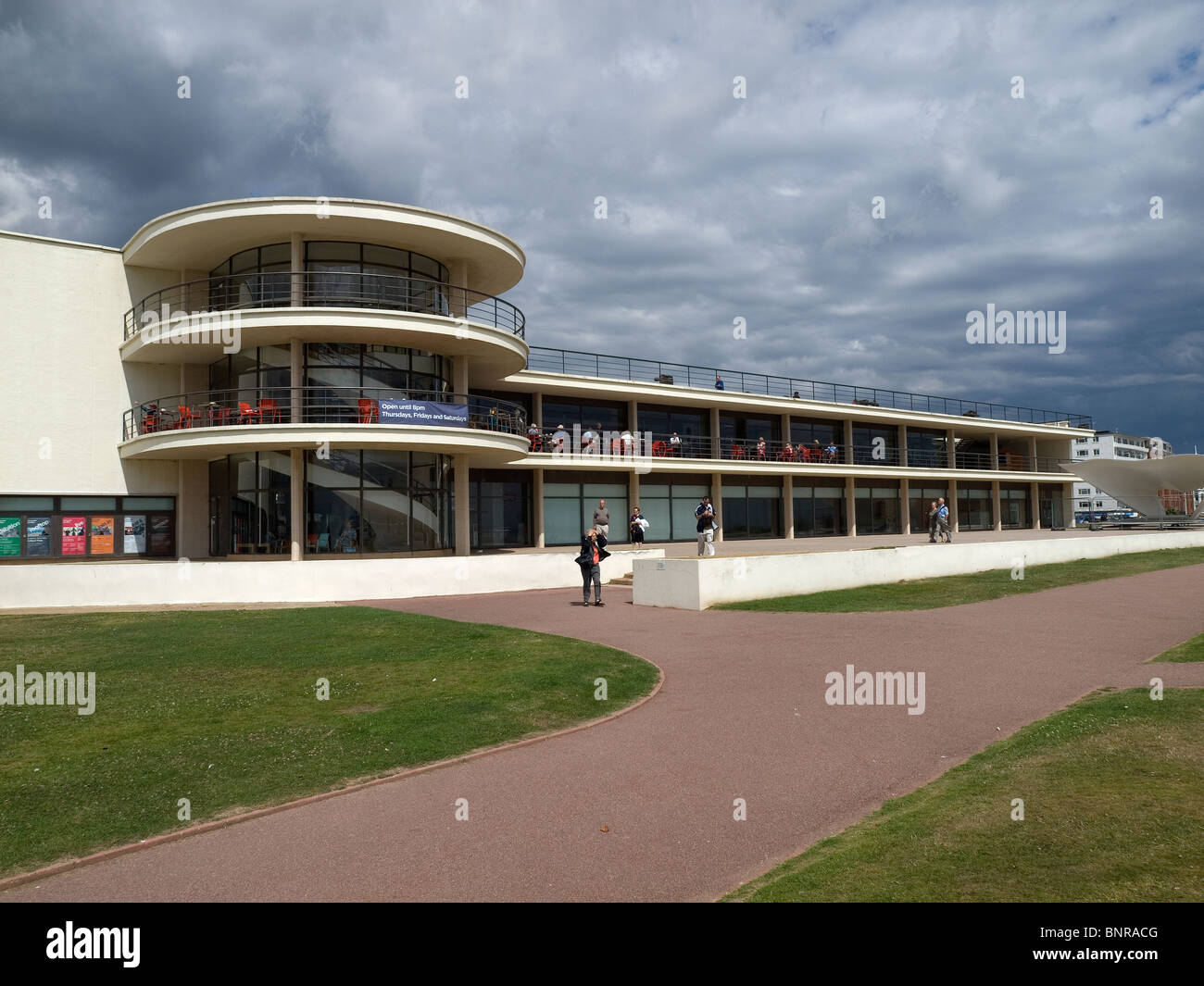 The recently refurbished modernist De La Warr Pavilion Bexhill on sea Sussex Stock Photo