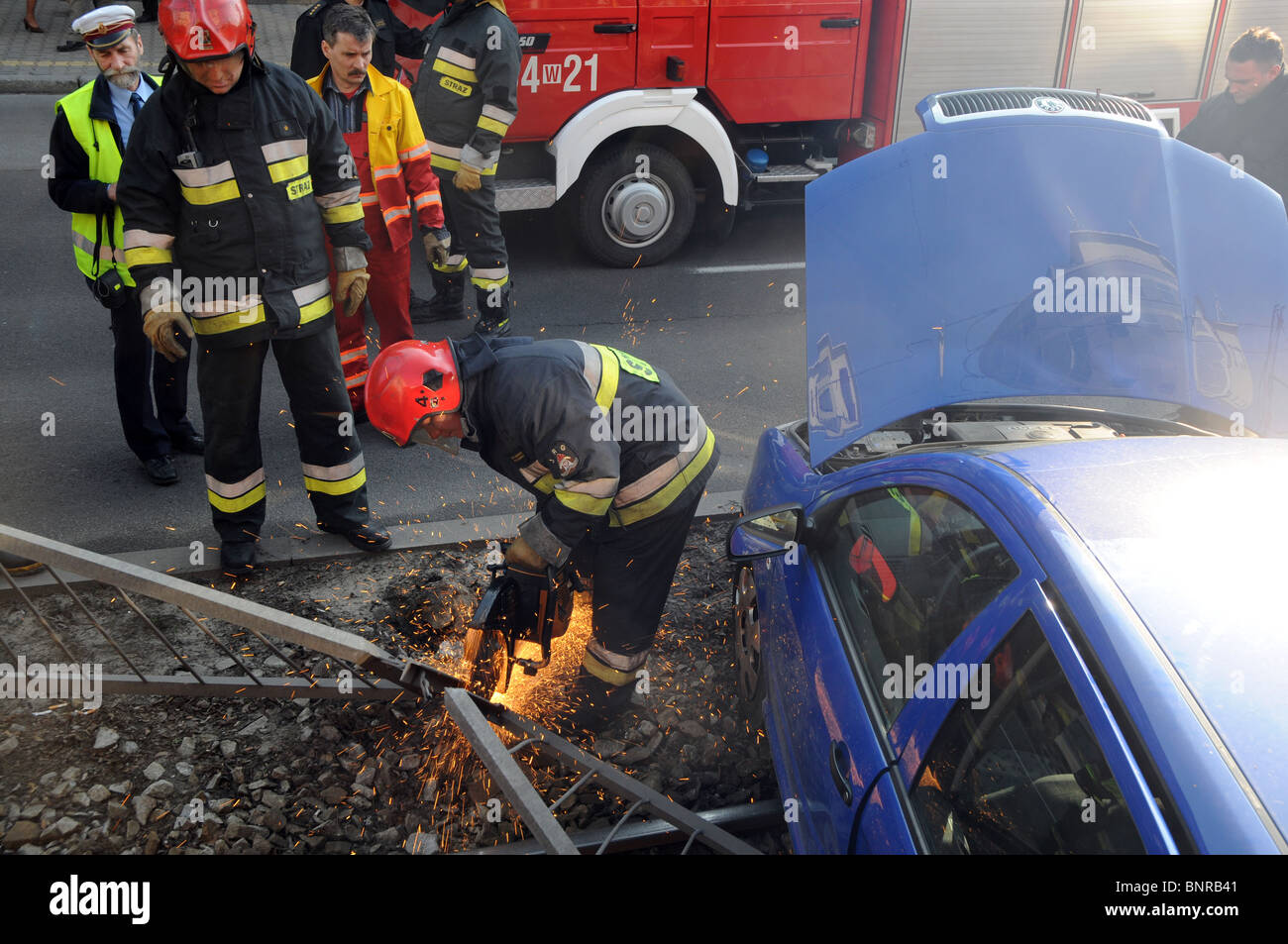 Car accident in Warsaw, Poland Stock Photo Alamy