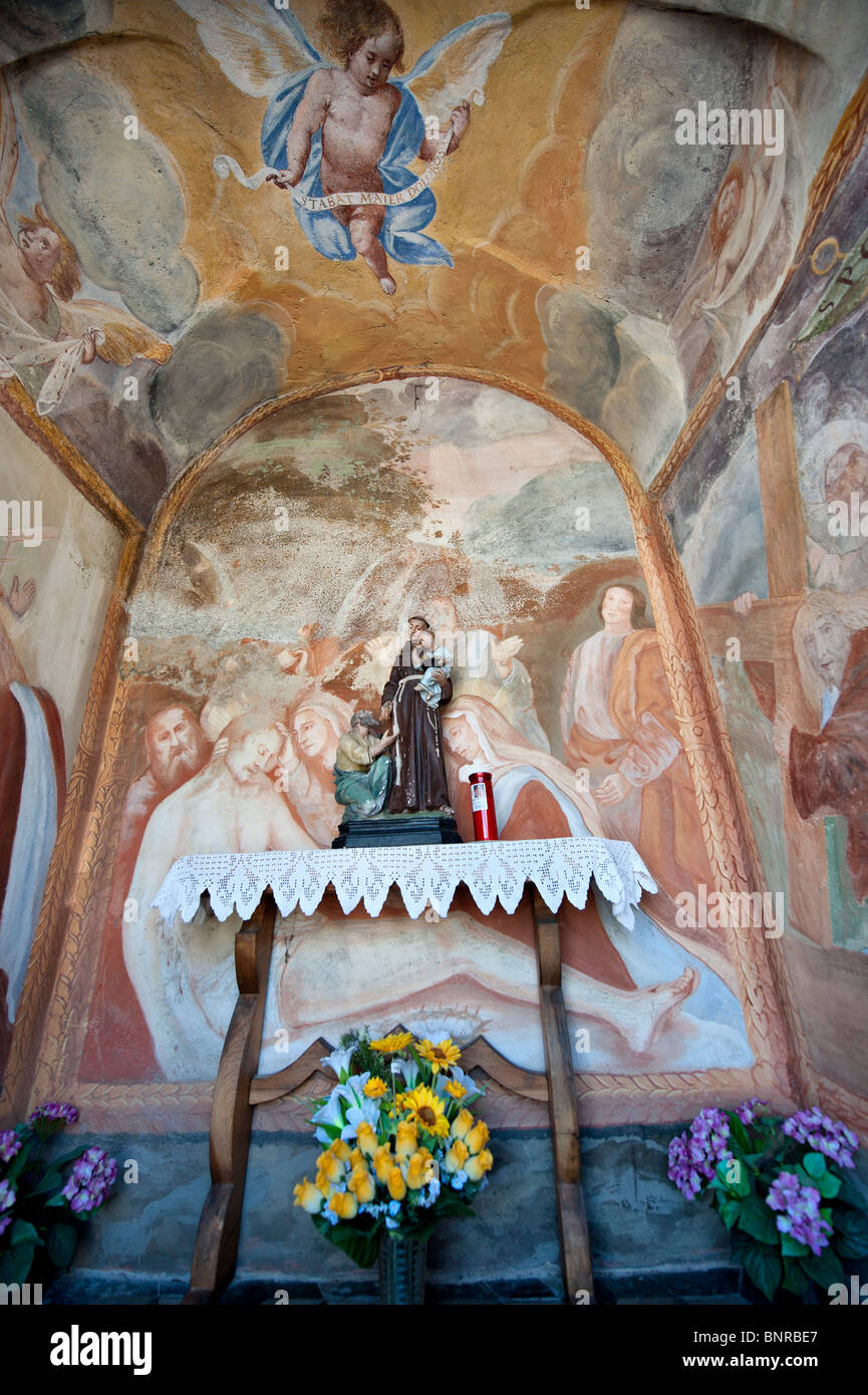 Votive chapel interior Magreglio, Italy Stock Photo